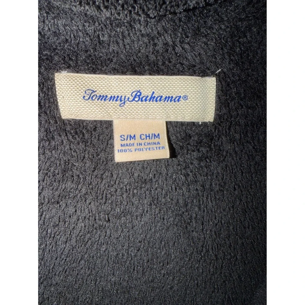 Tommy Bahama Robe Black Fleece Shawl Collar Plush Belted Loungewear S/M‎